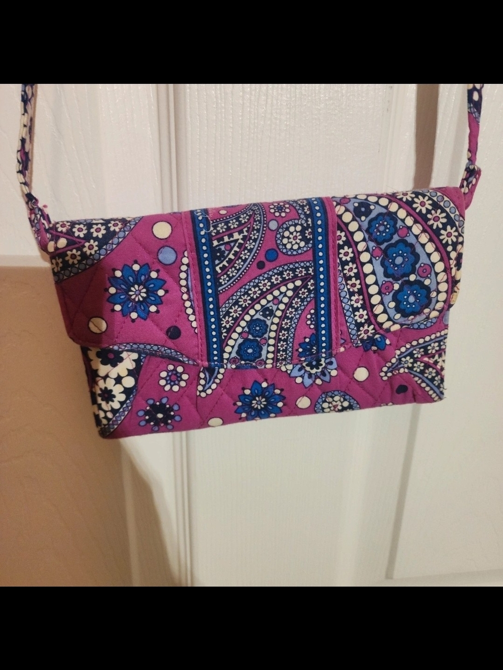 Vera Bradley Paisley Boysenberry Quilted Magenta Crossbody with Blue Accents